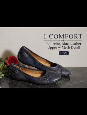 I COMFORT 8.5M Ballerina Blue Leather Upper w Mesh Detail